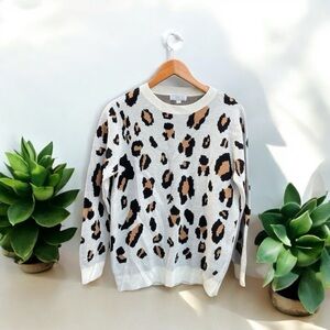 Bailey’s Blossoms Leopard Cheetah Print Sweater Size Medium